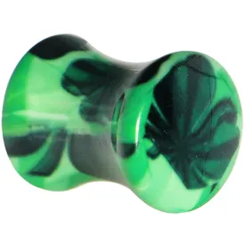 0 Gauge Green Acrylic Four Leaf Clover Field Saddle Plug