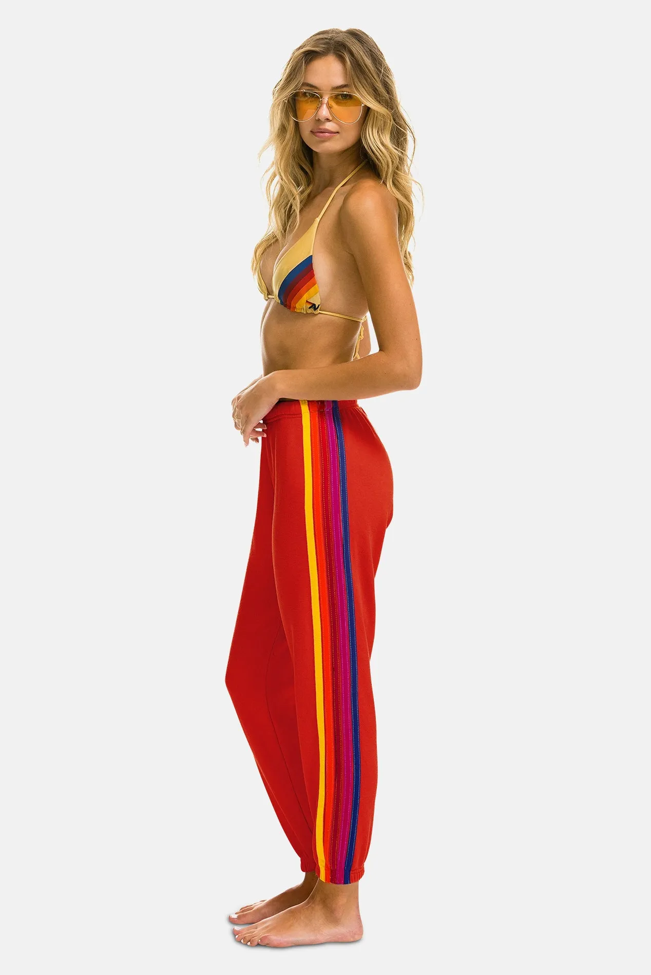 5 Stripe Sweatpants Red/Yellow Purple