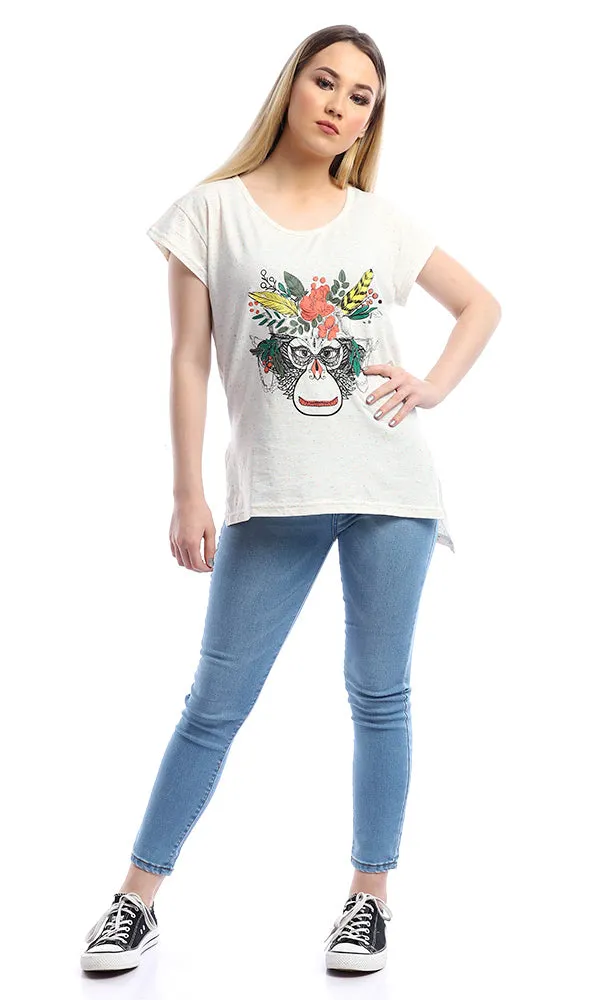 53684 The Sugar Monkey Off White Hi-Low Tee