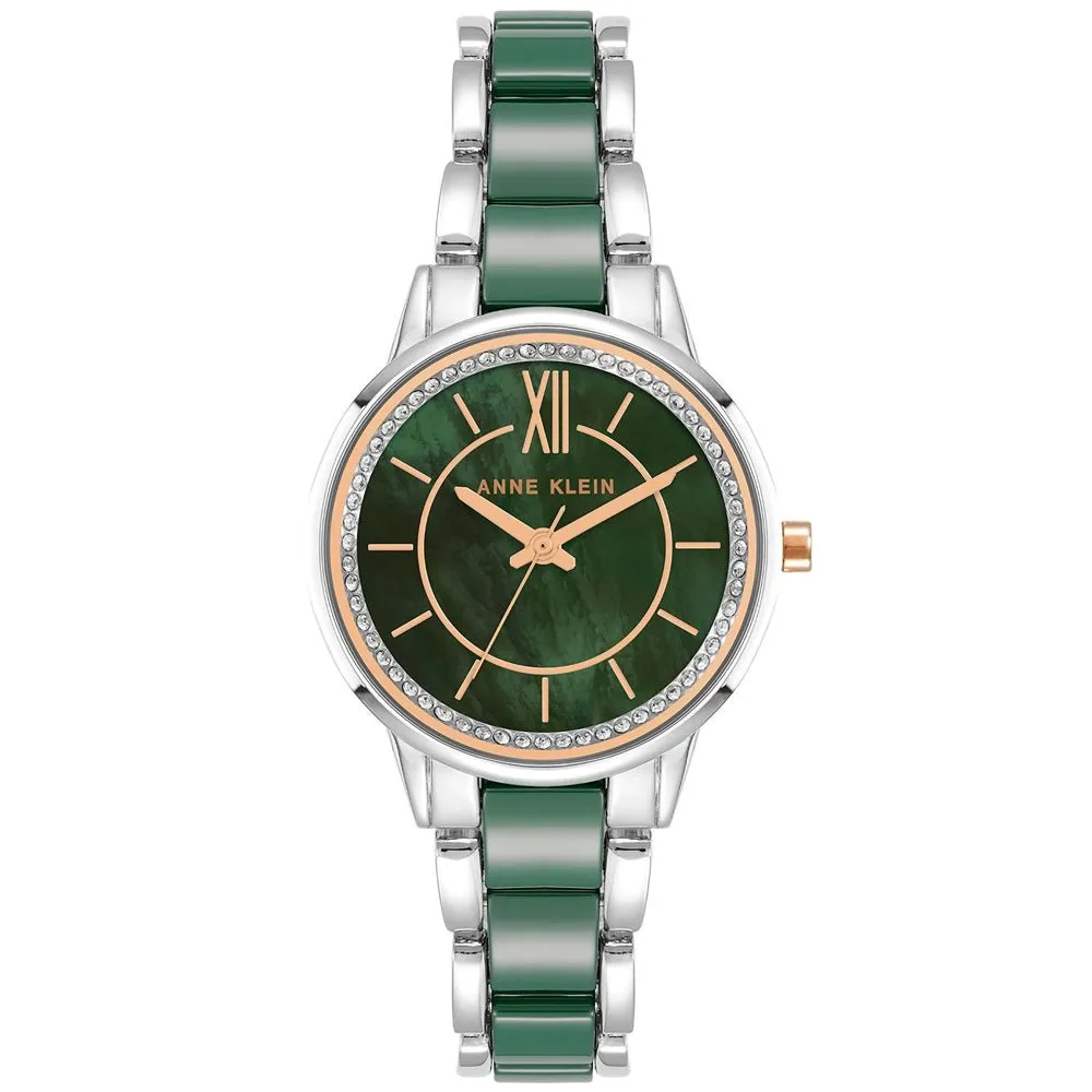 Anne Klein Green Mother of Pearl Dial Ceramic Bracelet Ladies Watch AK/3345GNRT