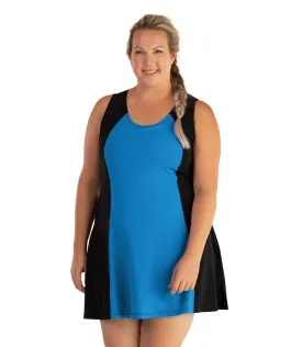 AquaSport Crossback Swim Dress Pacific Blue Black - FINAL SALE