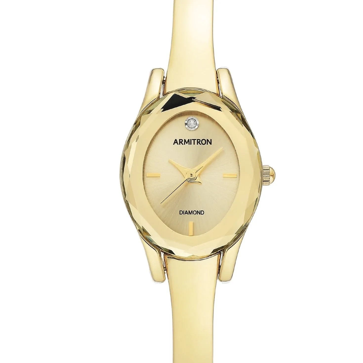 Armitron Women's Gold-Tone Diamond Dial Bangle Dress Watch