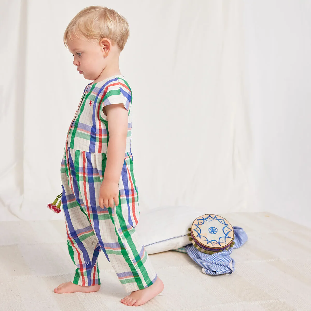 Baby Madras Checks Woven Overall by Bobo Choses