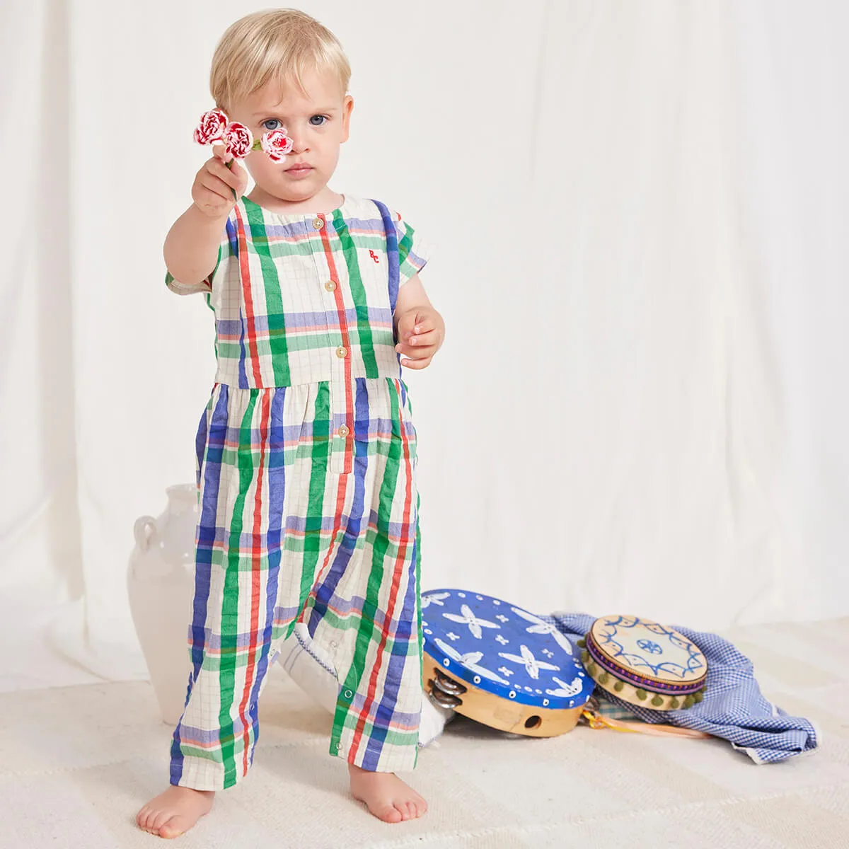 Baby Madras Checks Woven Overall by Bobo Choses