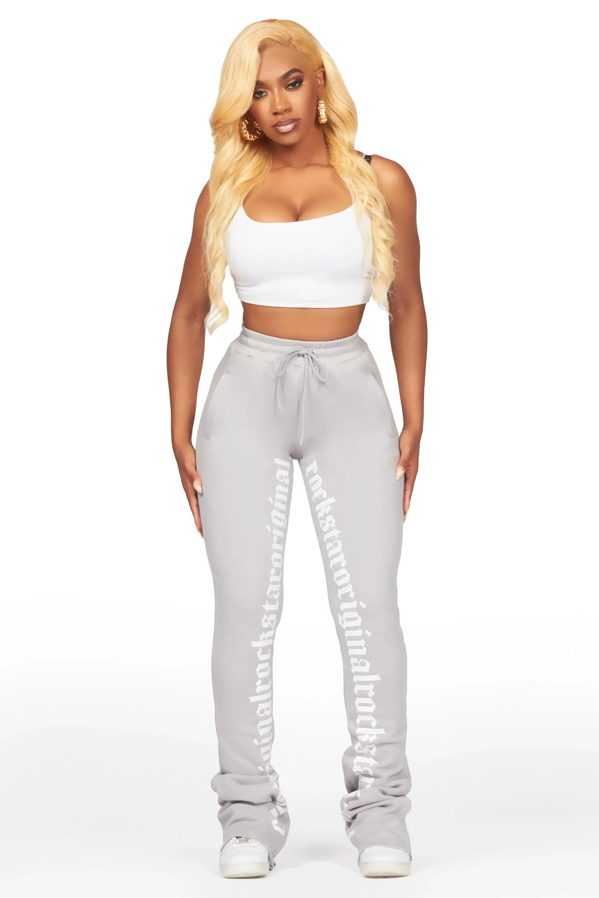 Blakely Heather Grey Super Stacked Pant