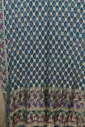 Blue Banarasi Bandhani Handloom Pure Georgette Saree