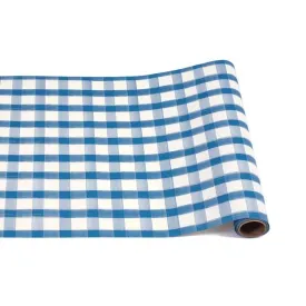 Blue Painted Check Table Runner