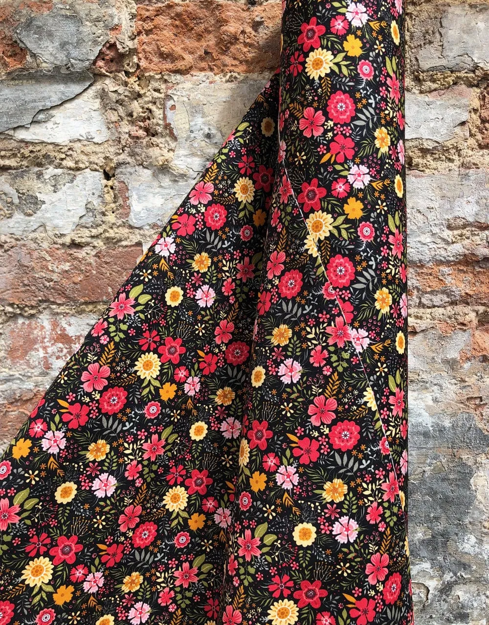 Bright Autumnal Floral Printed Cotton Fabric