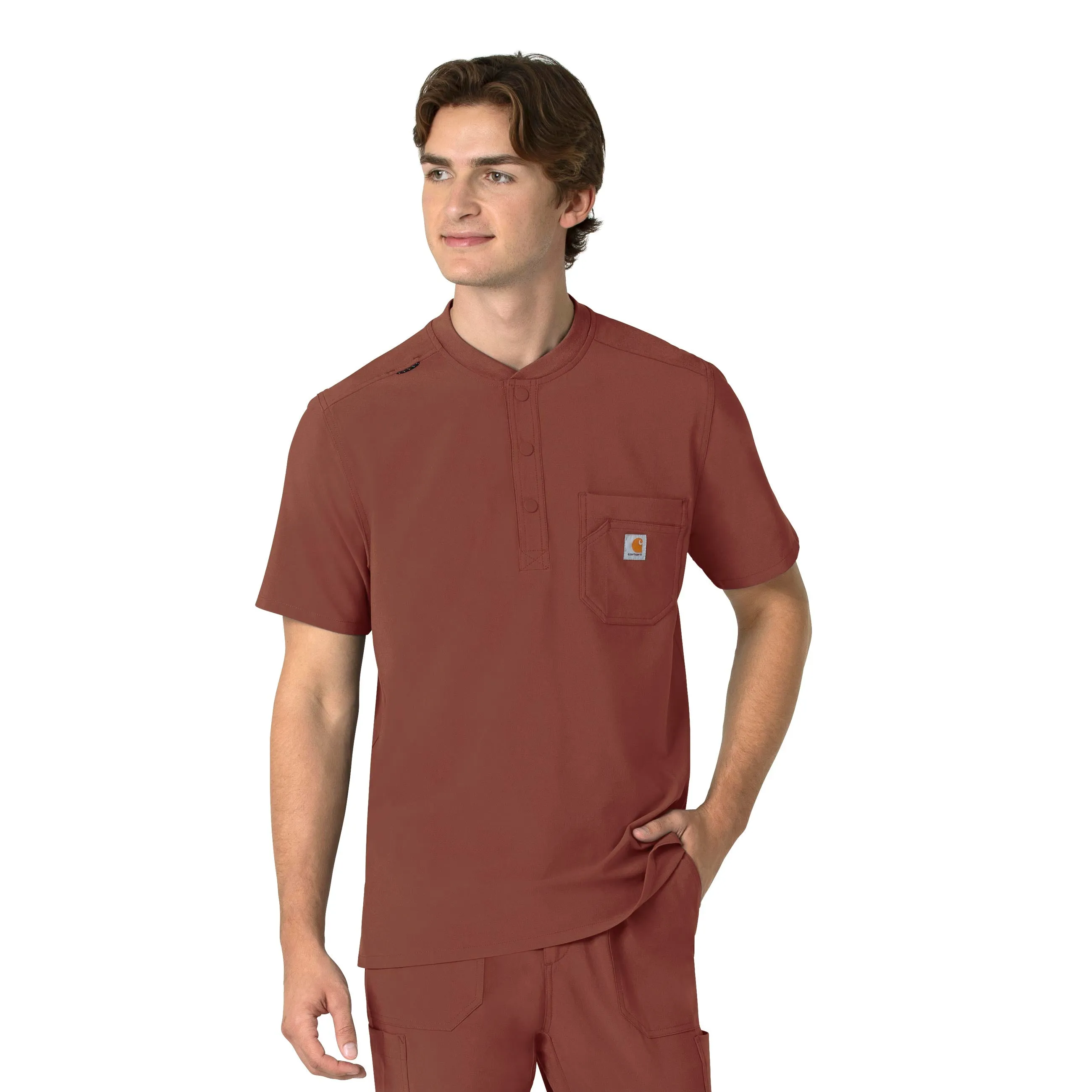 Carhartt Force Cross-Flex Men's Henley Scrub Top - Sable