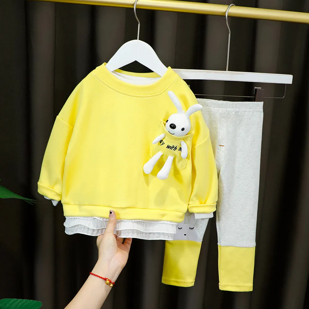 Children's cClothing Spring New Long-sleeved Two-piece Child Clothes Girl Baby Suit