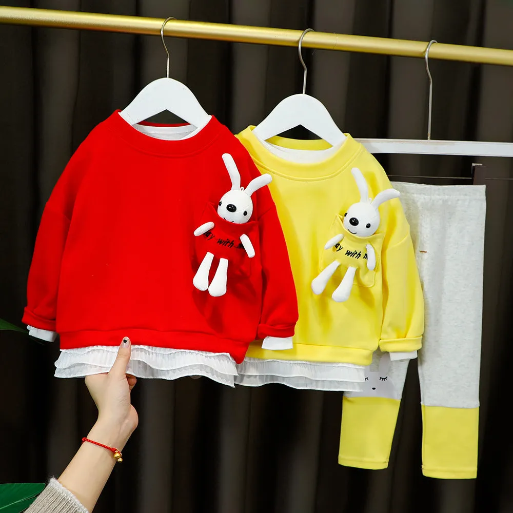 Children's cClothing Spring New Long-sleeved Two-piece Child Clothes Girl Baby Suit