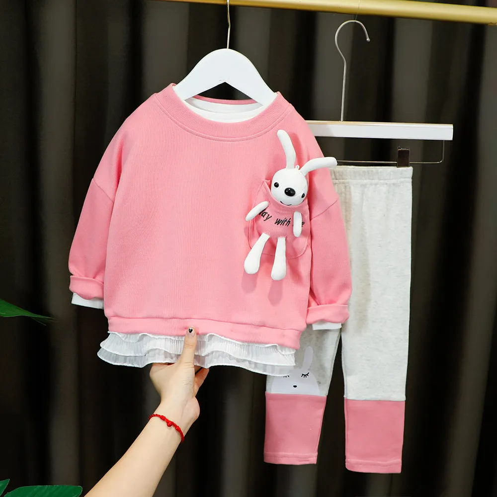 Children's cClothing Spring New Long-sleeved Two-piece Child Clothes Girl Baby Suit