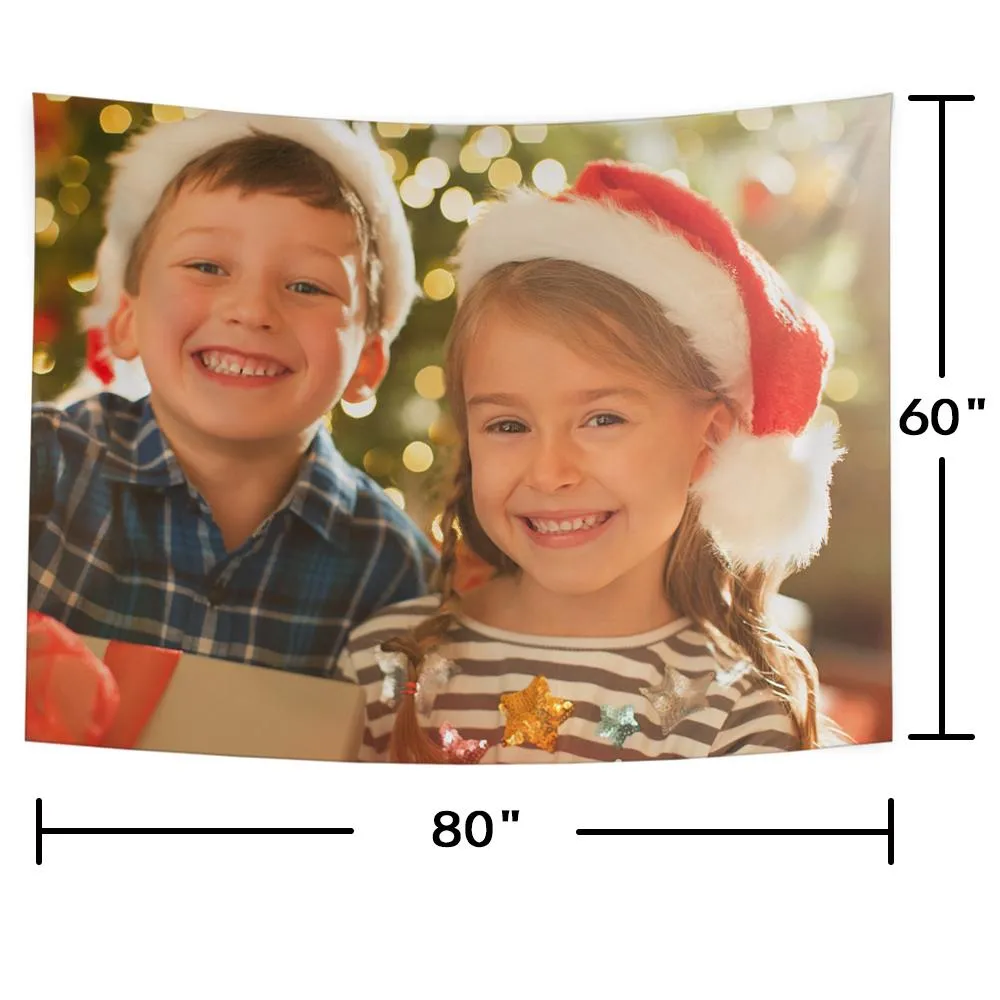 Christmas Gifts Custom Kids Photo Tapestry Short Plush Wall Decor Hanging Painting