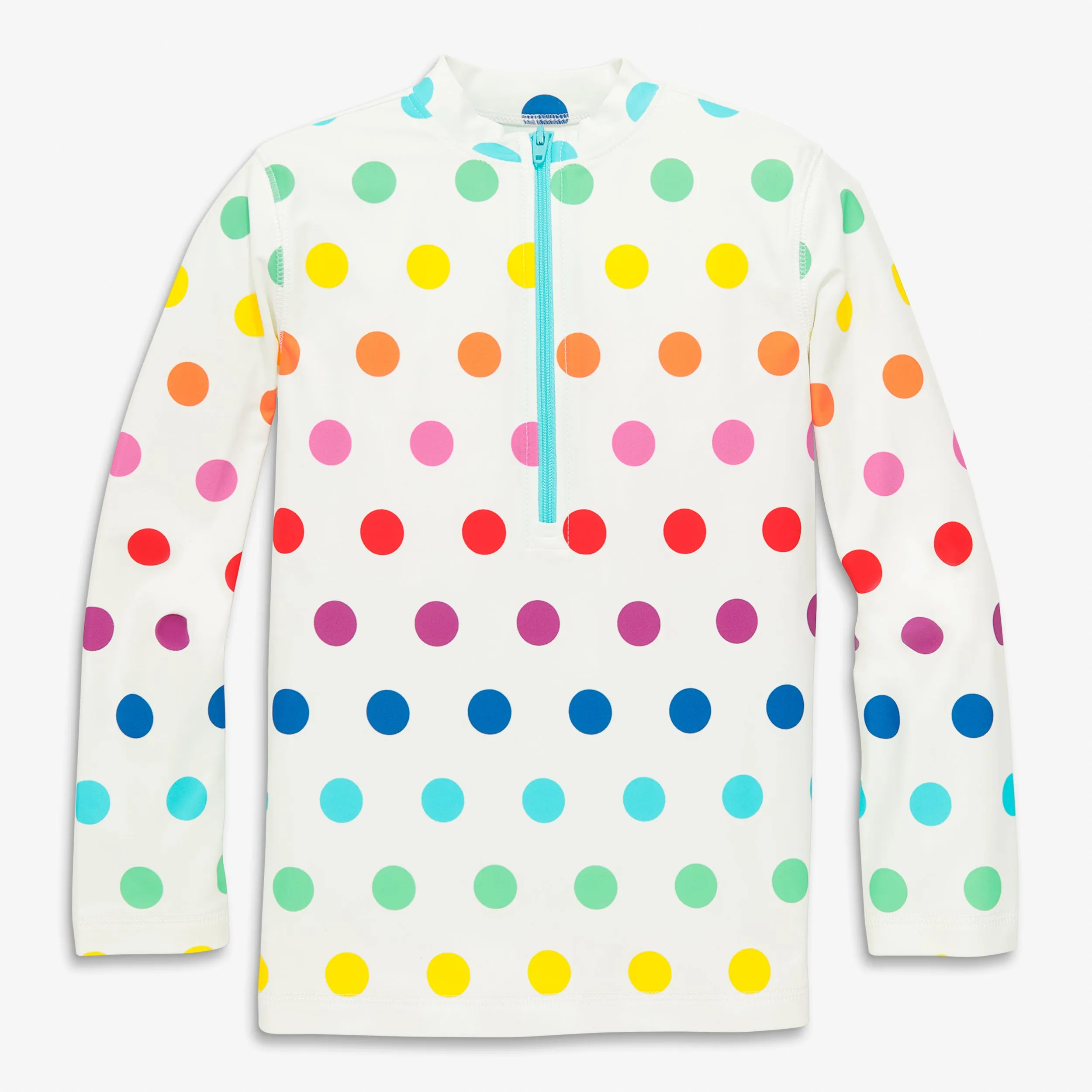 Clearance long sleeve half-zip rash guard in rainbow dot