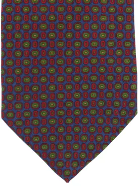 E. Marinella Silk Tie Classic Navy Green Maroon Geometric SALE