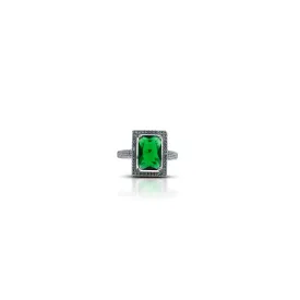 Emerald Green American Diamon Silver Ring