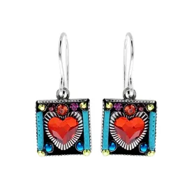 Firefly Designs Vibrant Red Crystal Heart Earrings