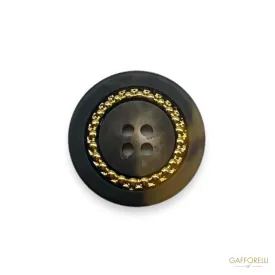 Four-hole Button with Gold Detail in Polyester- Art. D398 - Gafforelli Srl