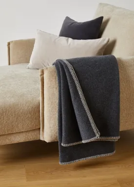 Foxford Oatmeal Blanket Stitch Cashmere Blend Throw