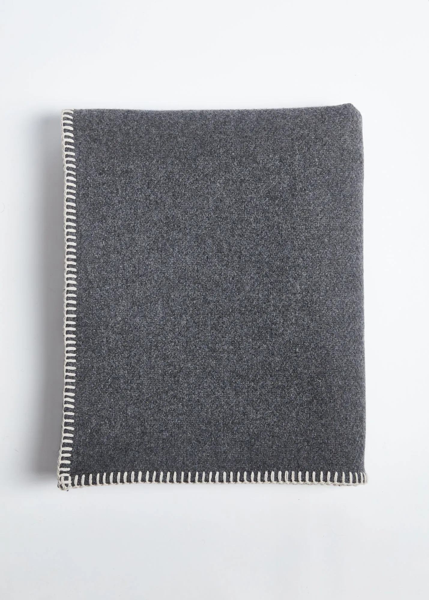 Foxford Oatmeal Blanket Stitch Cashmere Blend Throw