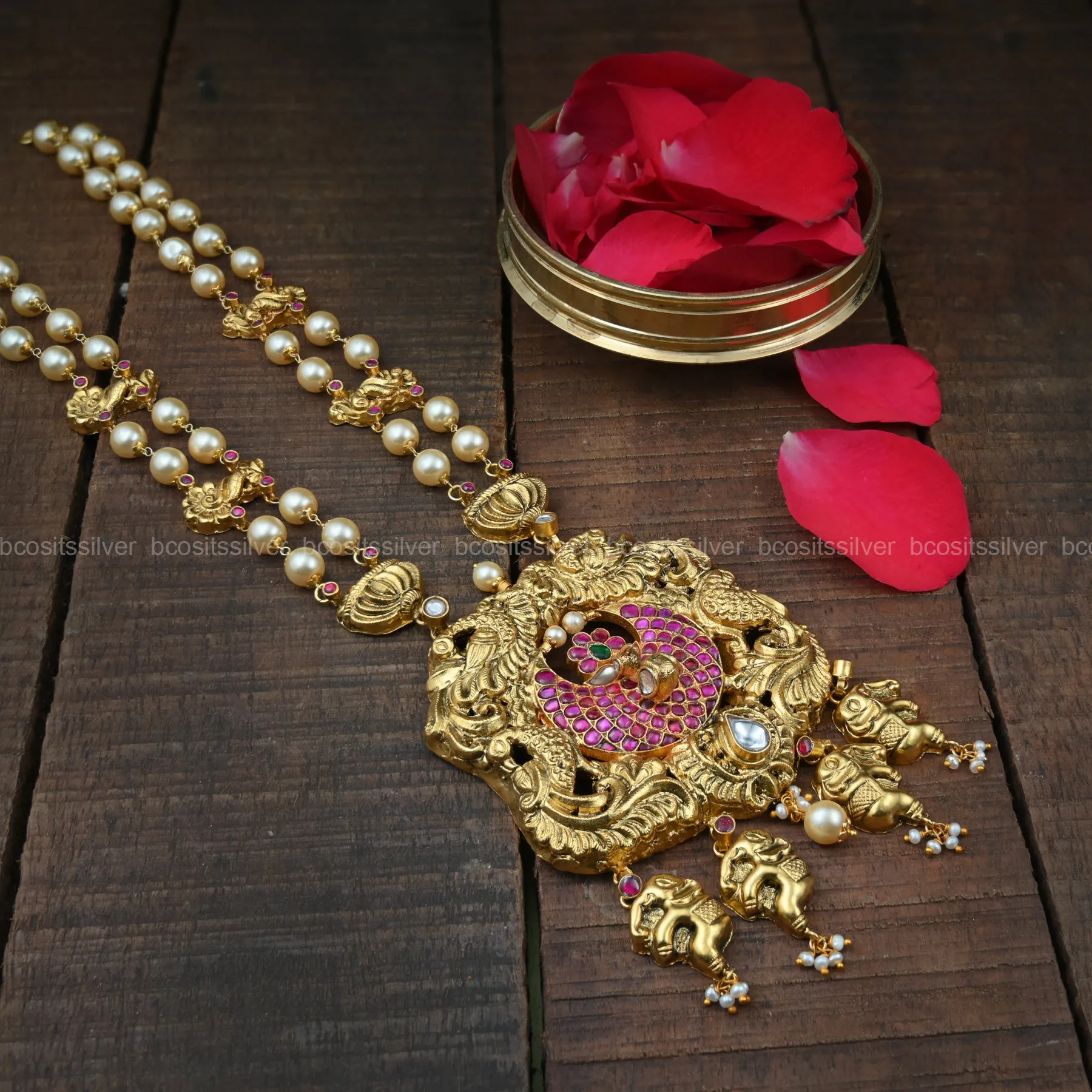 Gold Plated Long Chain with Peacock Neckpiece - 5644