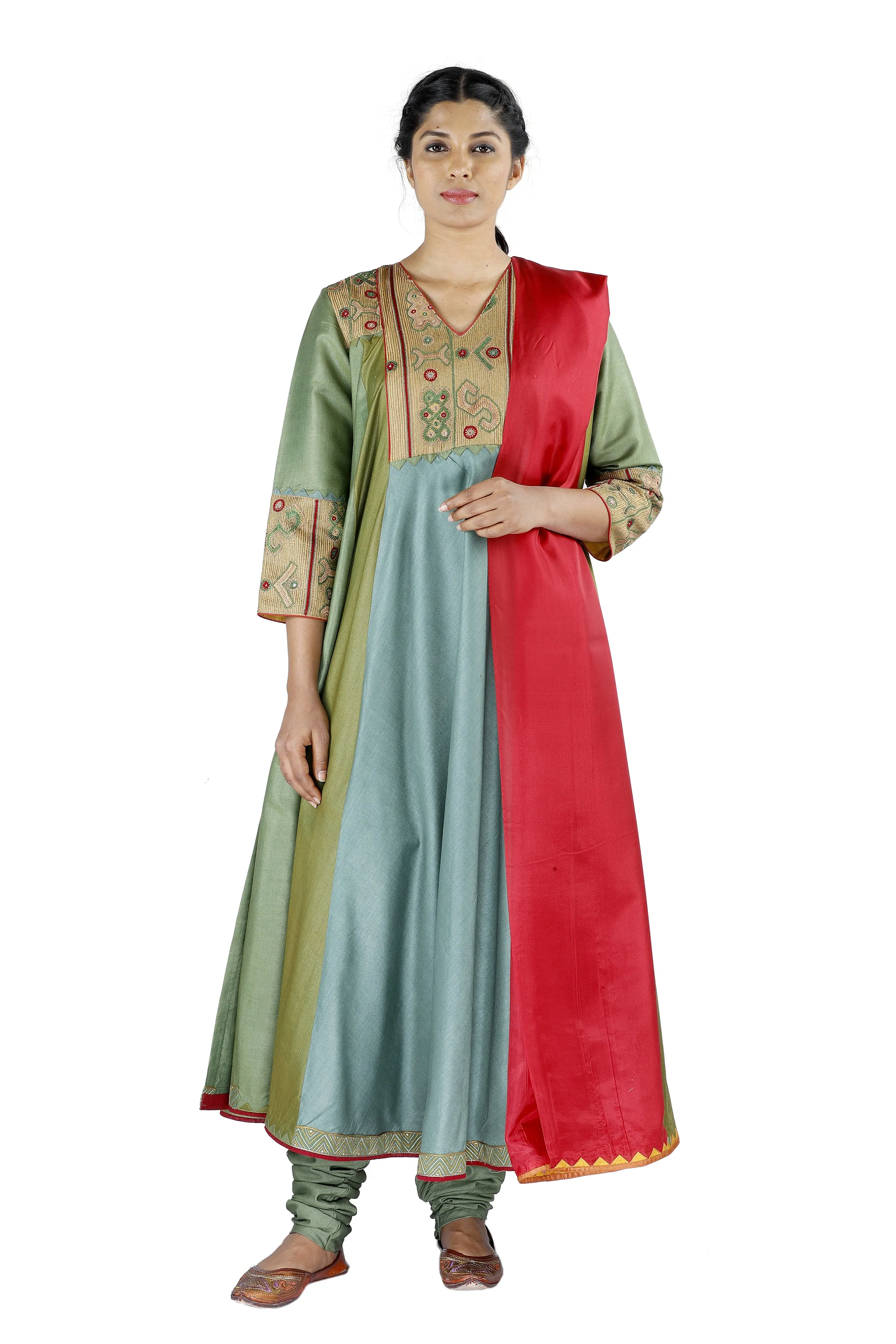 Green and Blue Silk Salwar