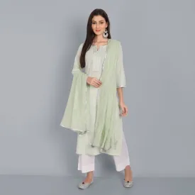 Light Green Lurex Straight Kurta with Dupatta - Set of 3