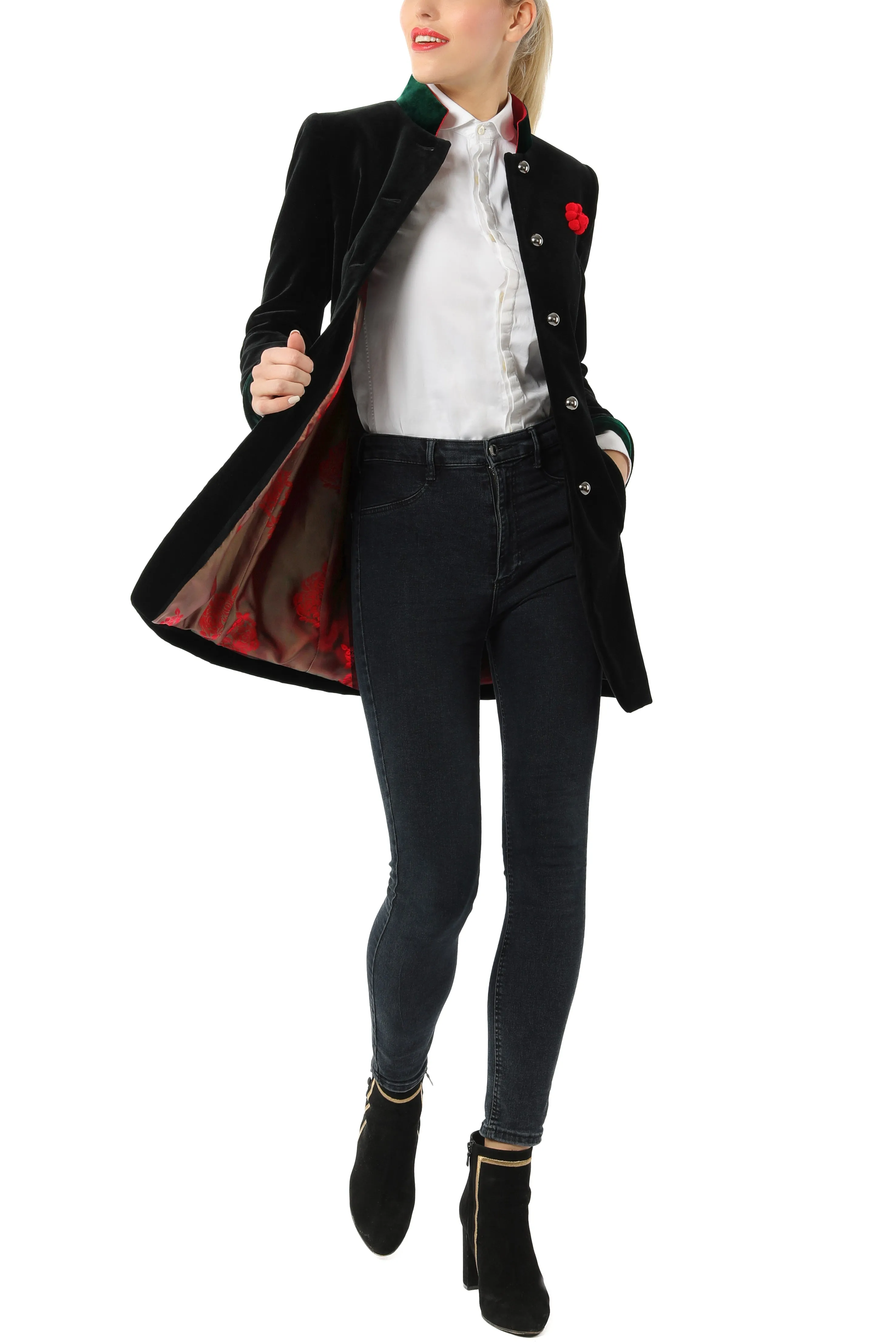 Long blazer from black velvet