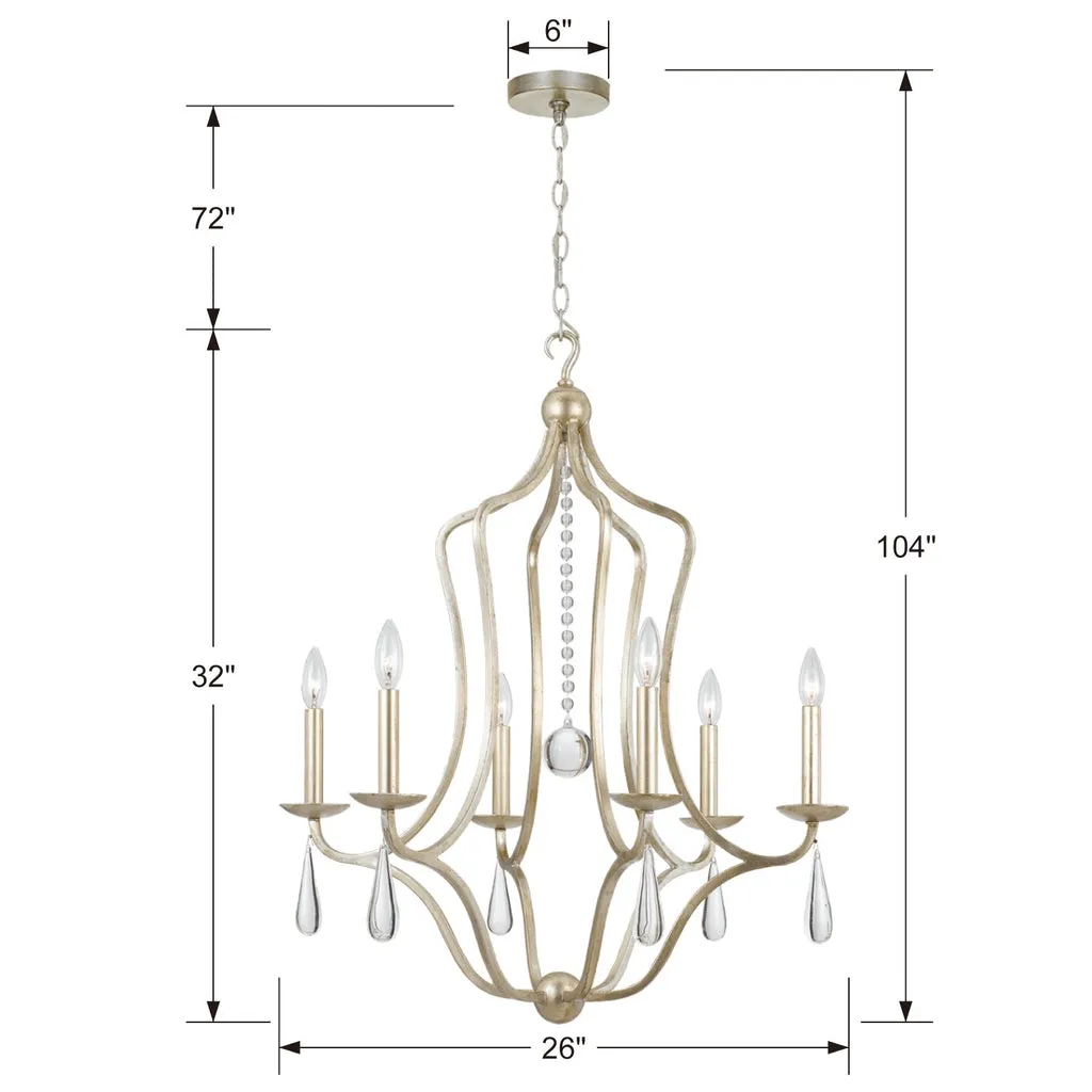 Manning 6 Light Silver Leaf Chandelier