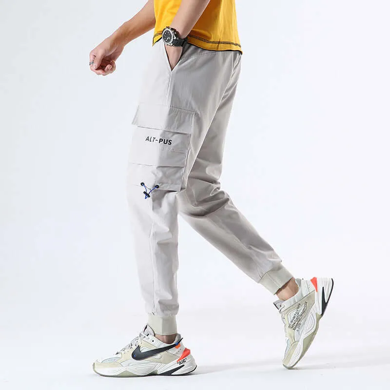 Men's casual pants fashion trend workshop bucket loose sports trousers