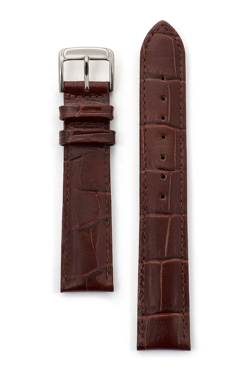 Men's Padded Leather Watchband with an Alligator Grain