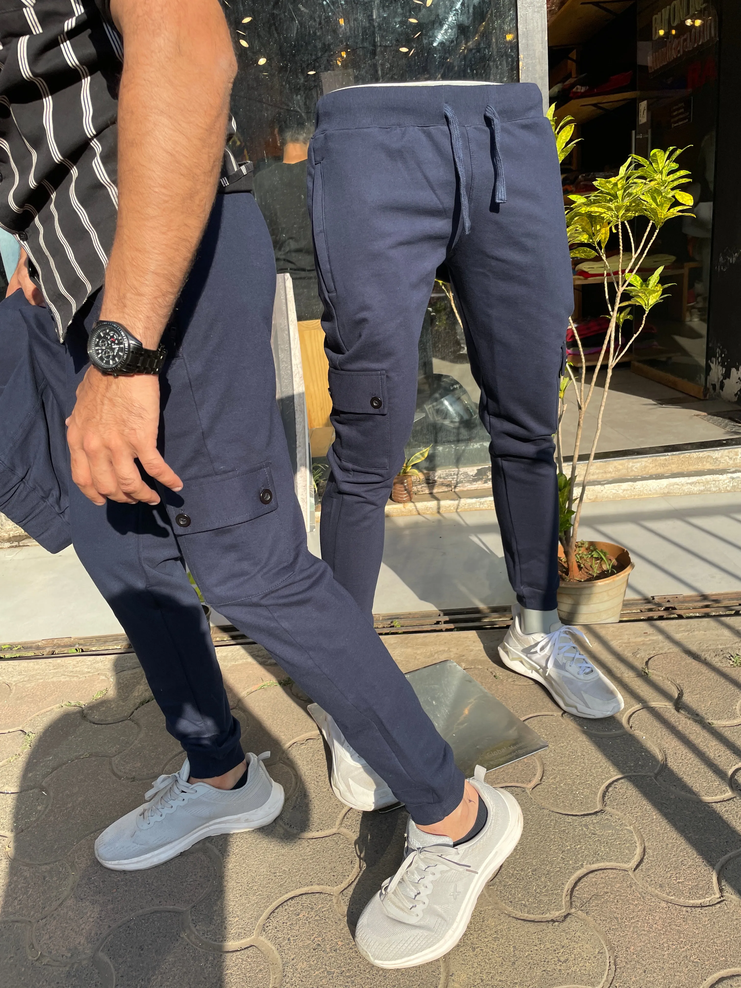 Navy Cargo Style Joggers