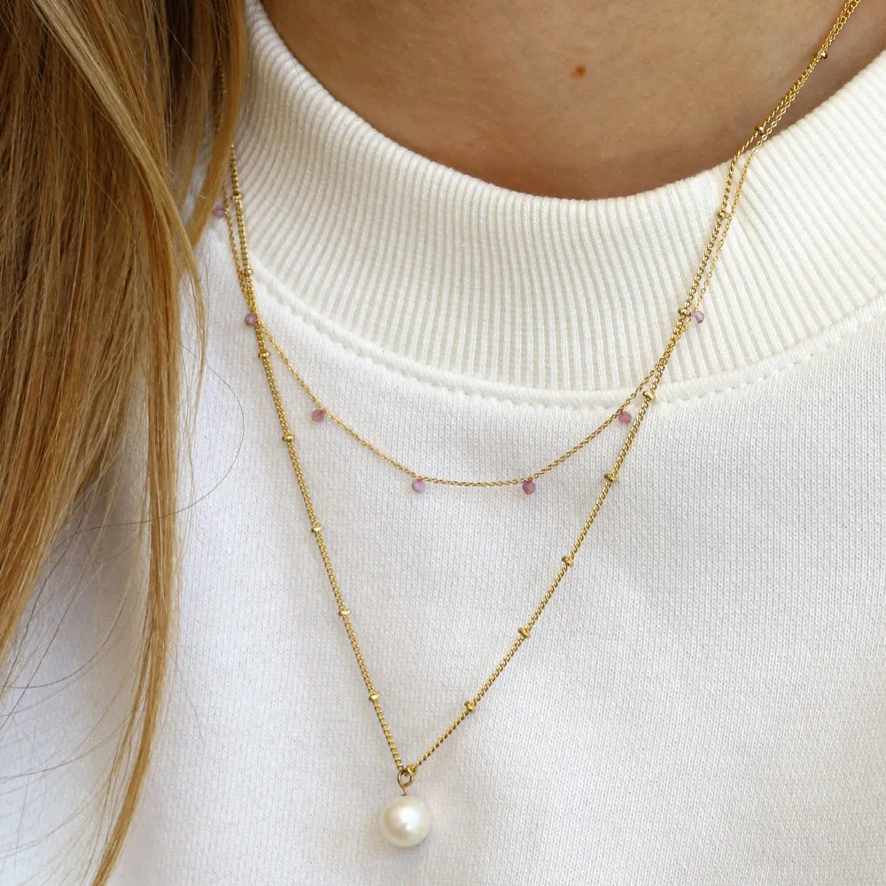 Pearl Satellite Necklace - Gold