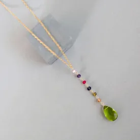 Peridot Green Quartz Yoga Pendant Necklace - Gold