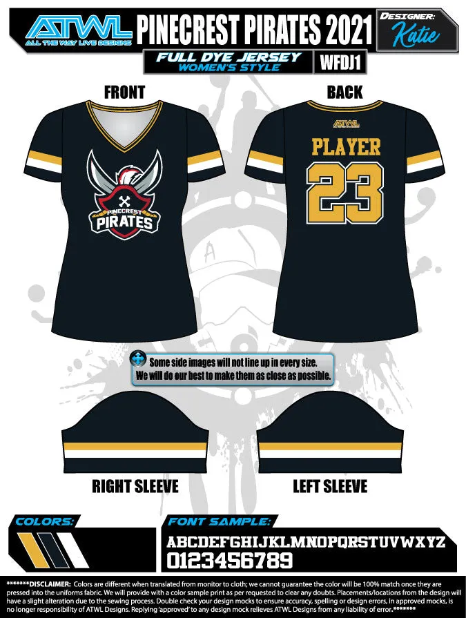 Pinecrest Spring  2021 Womens Full dye team jerseys