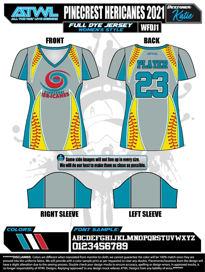 Pinecrest Spring  2021 Womens Full dye team jerseys