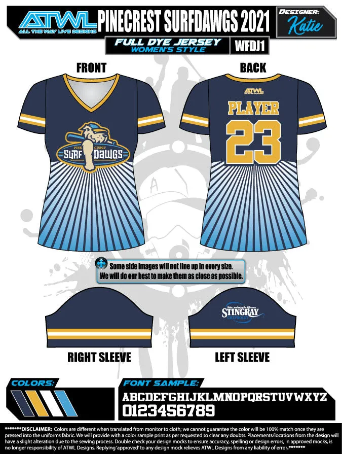 Pinecrest Spring  2021 Womens Full dye team jerseys