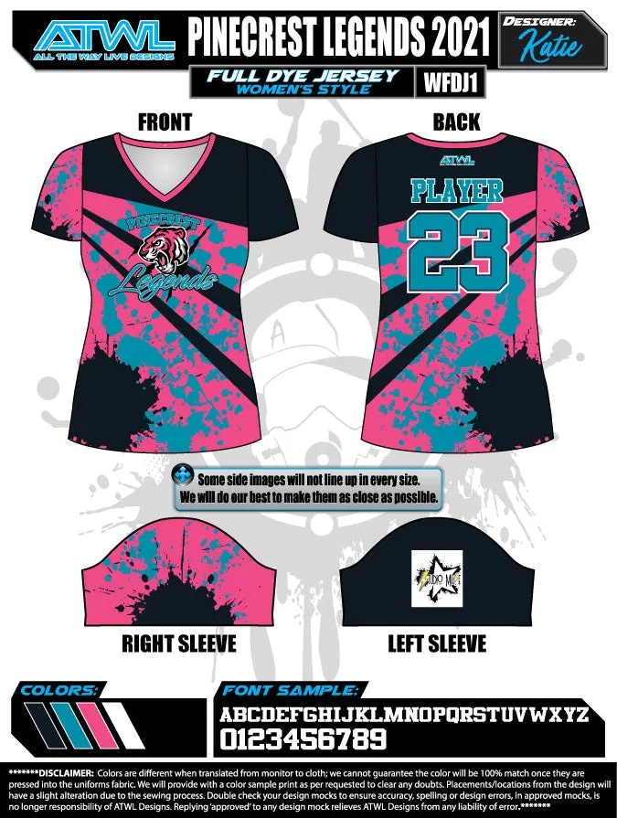 Pinecrest Spring  2021 Womens Full dye team jerseys