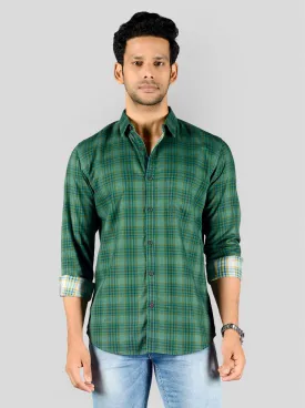 Posy Green & Blue Checked Slim Fit Casual Shirt | JadeBlue