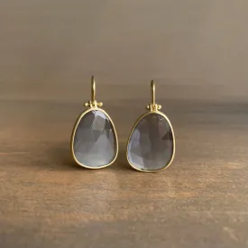 Rose Cut Steel Gray Labradorite Drop Earrings