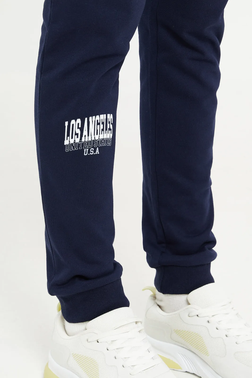 Senior Girls Navy Printed Active Pants