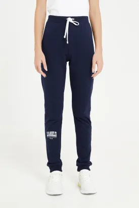 Senior Girls Navy Printed Active Pants