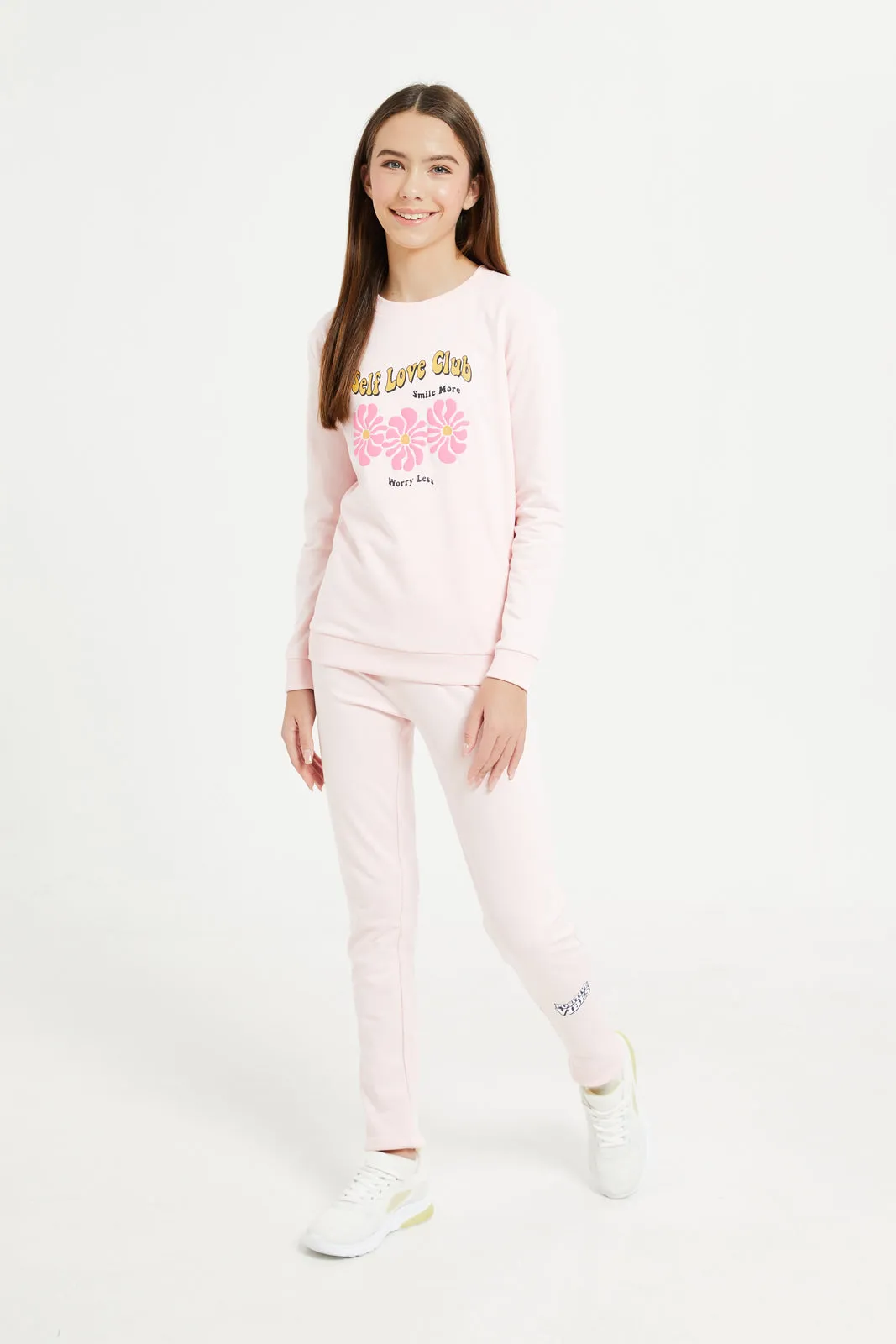 Senior Girls Pink Printed Active Pants