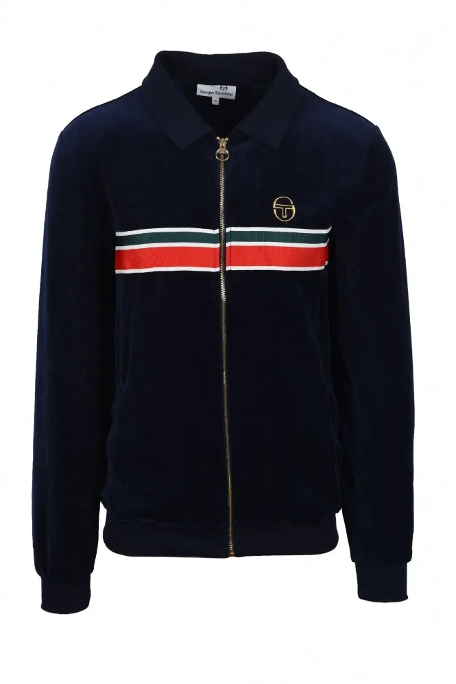 Sergio Tacchini Men's Spencer Velour Track Top Maritime Blue