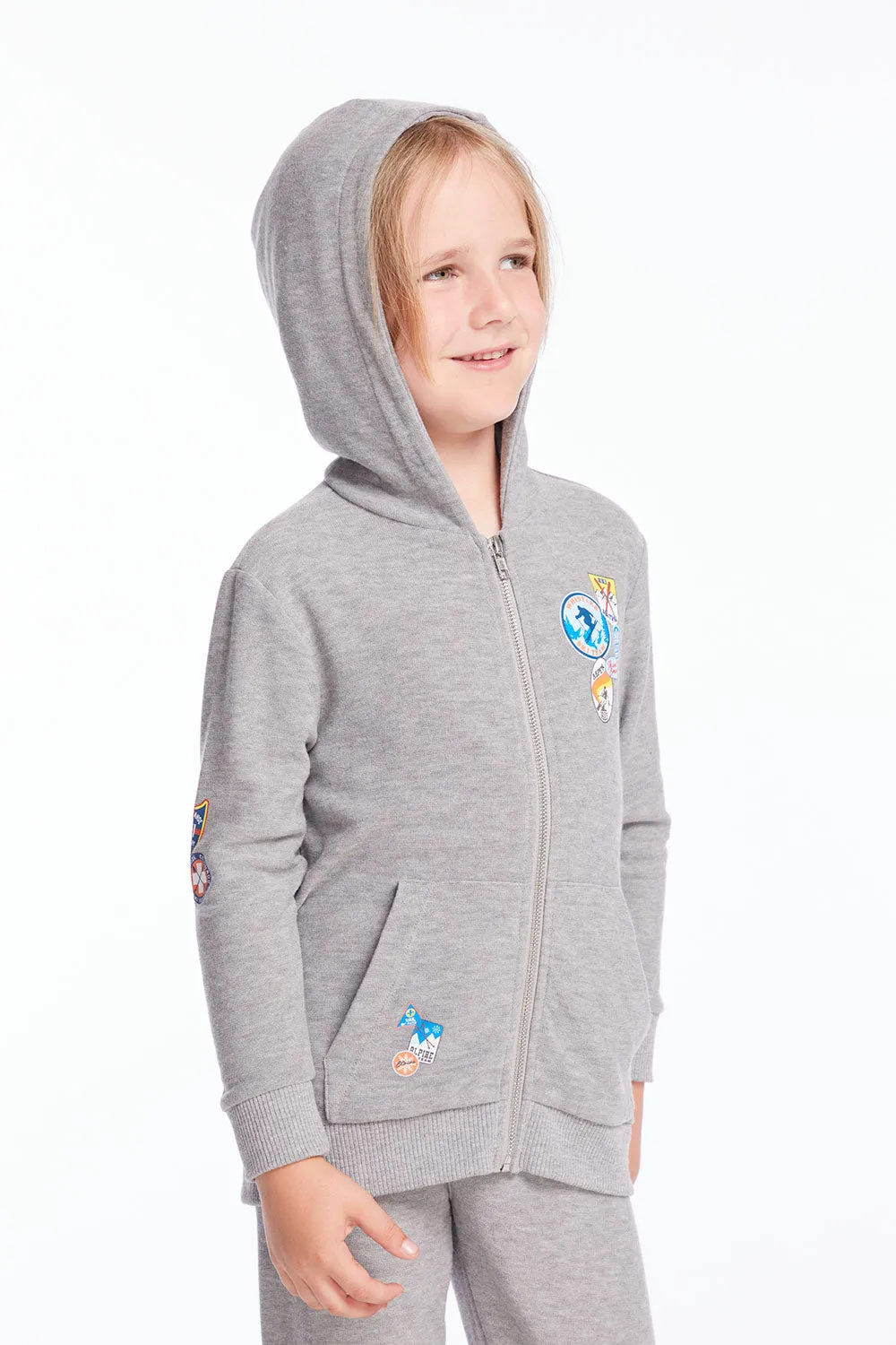 Ski Patrol Patches Boys Zip Up Hoodie