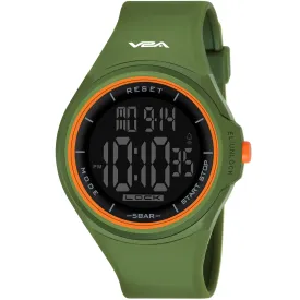 V2A Touch Controls Digital 5ATM Waterproof Unisex Sports Watch (Black Dial and Green Strap)