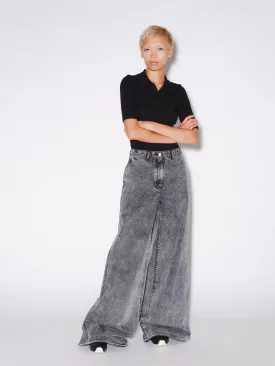 WIDE FLARE PANT - BLACK DENIM